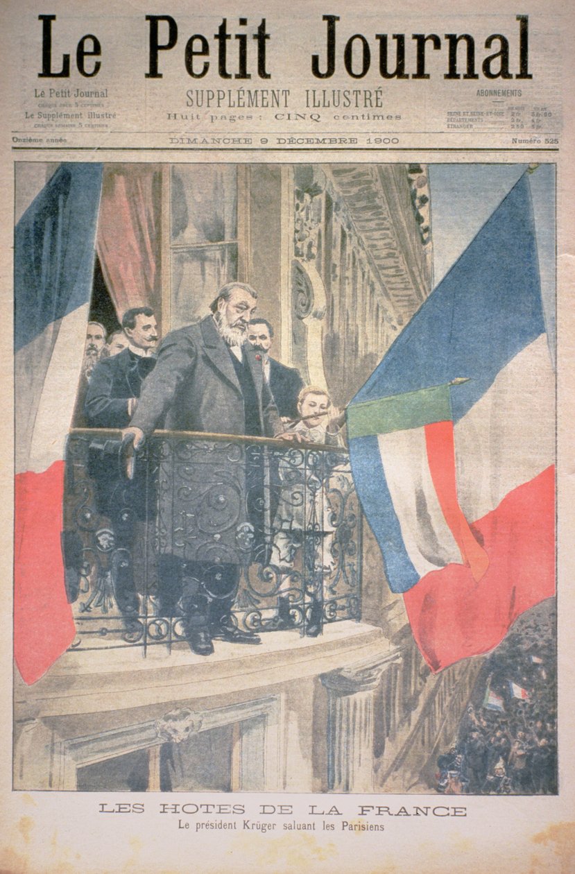 Anfitriones franceses: el presidente Kruger saluda a los parisinos, portada de Le Petit Journal, 9 de diciembre de 1900 de French School