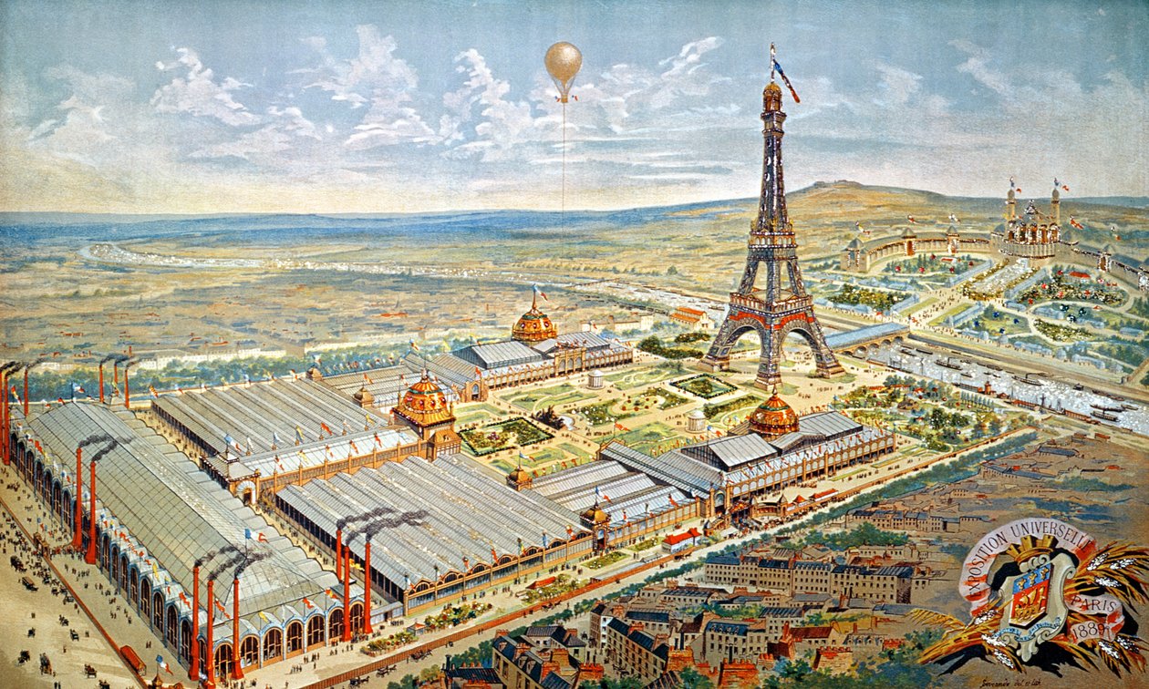 Vista general de la Exposición Universal, París, 1889 de French School