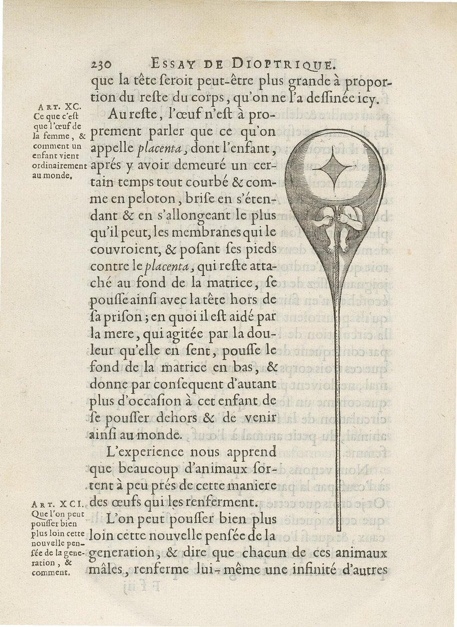 Homúnculo representado dentro del esperma humano, de Essay de Dioptrique por Niklass Hartsoeker, 1694 de French School