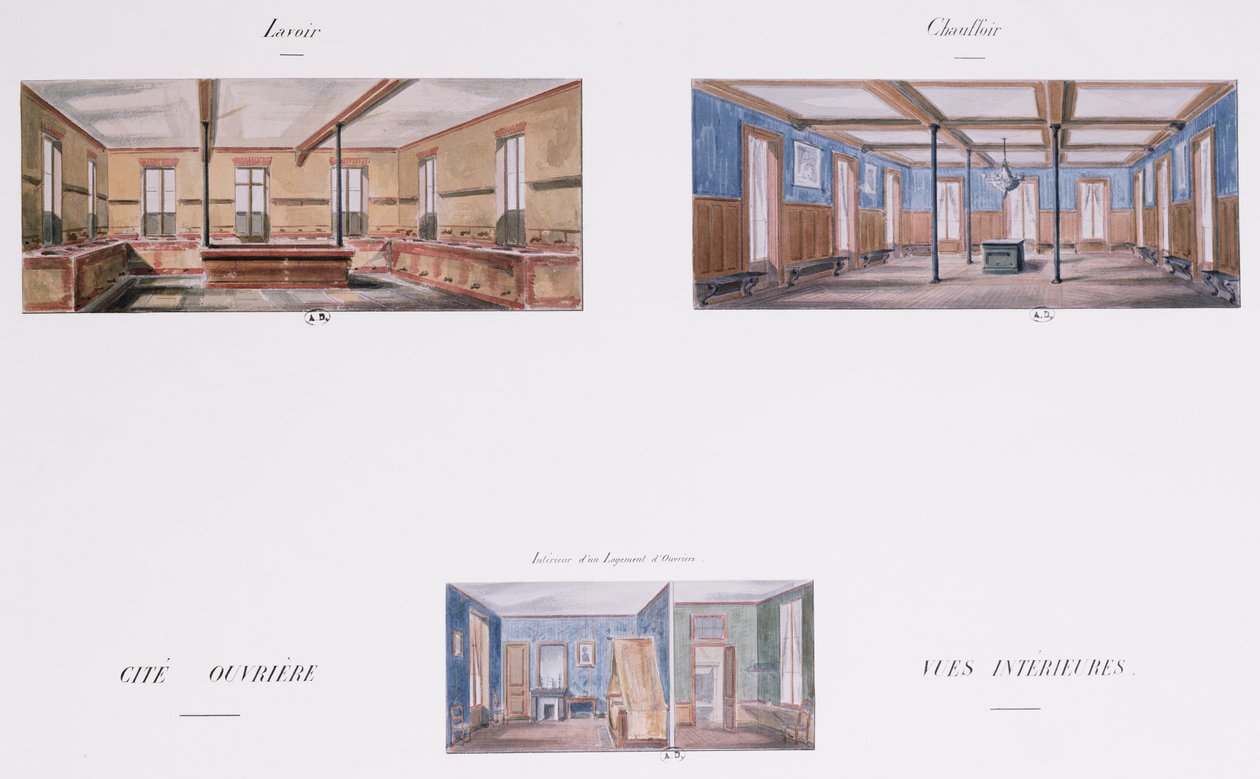 Diseños interiores para el desarrollo de viviendas Napoleón, 58 rue Rochechouart, París, 1849 de French School
