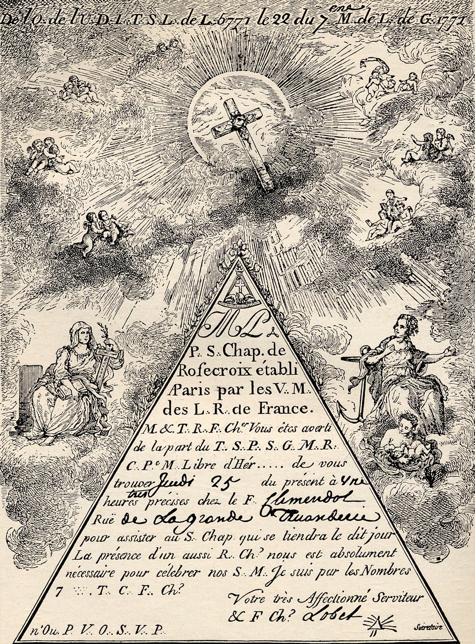 Invitación del Capítulo Francés de los Masones, 1771, de 