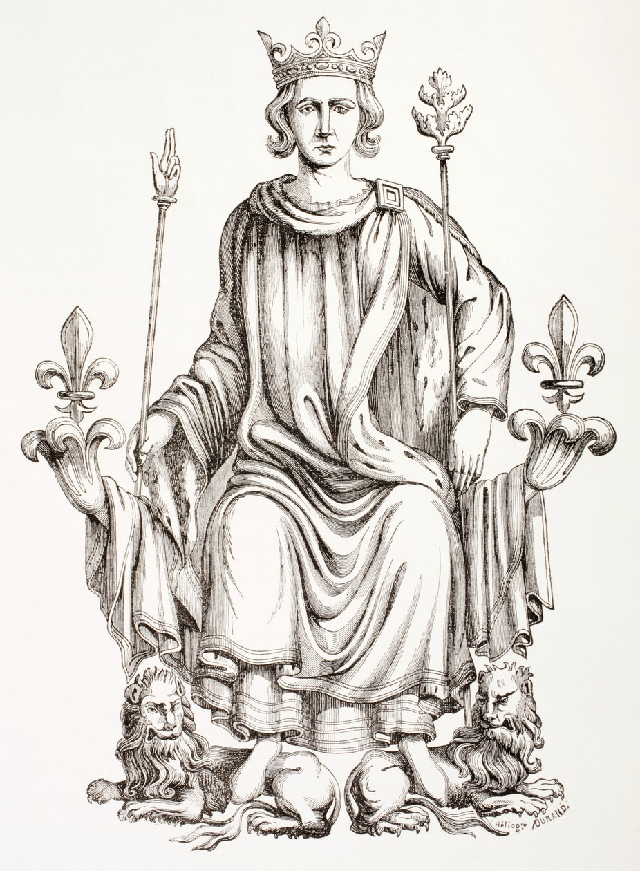 Rey Carlos VI de Francia en su trono, de 
