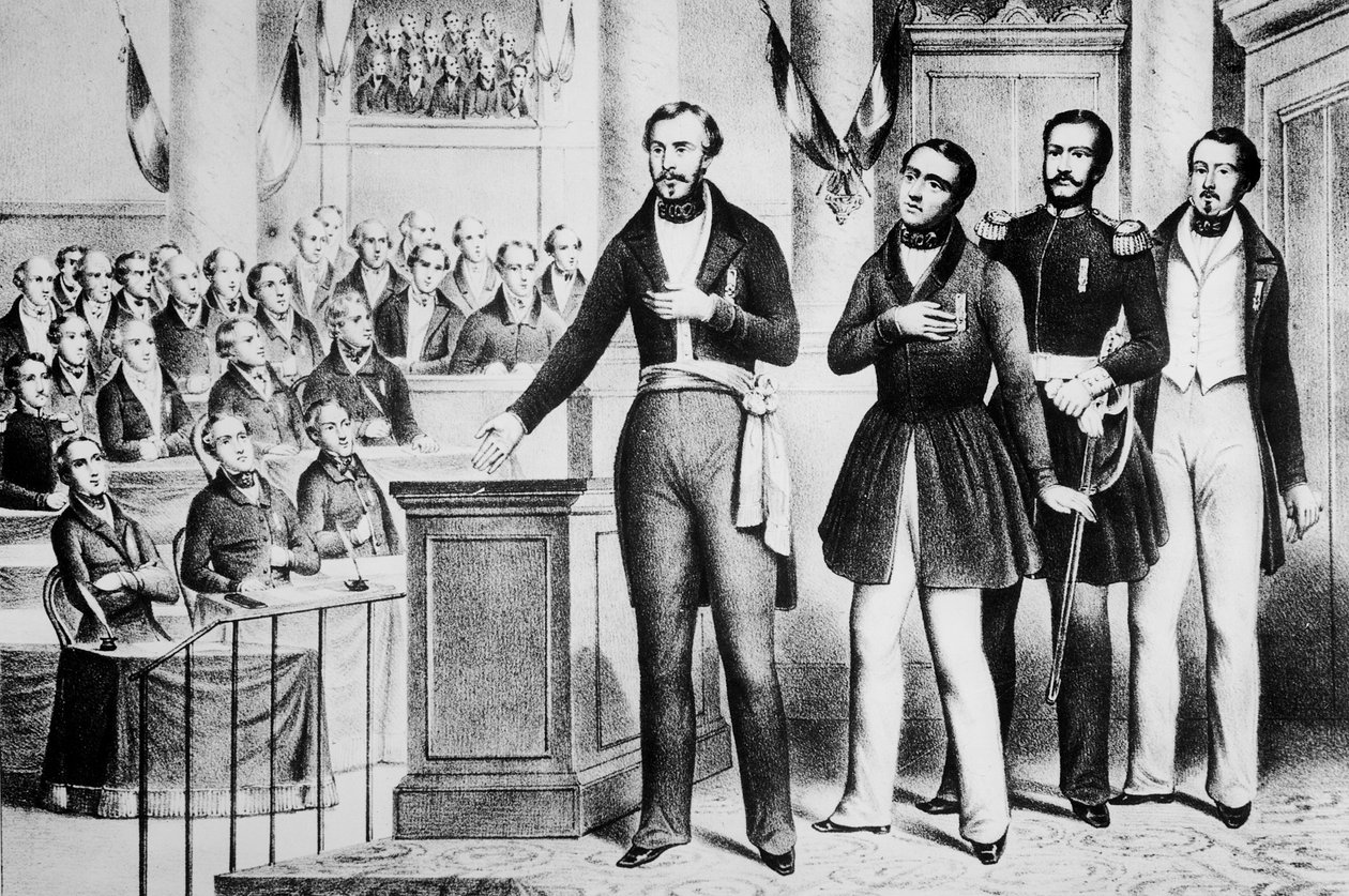 Luis Napoleón Bonaparte III (1808-73) jurando fidelidad y devoción a la República Francesa de French School