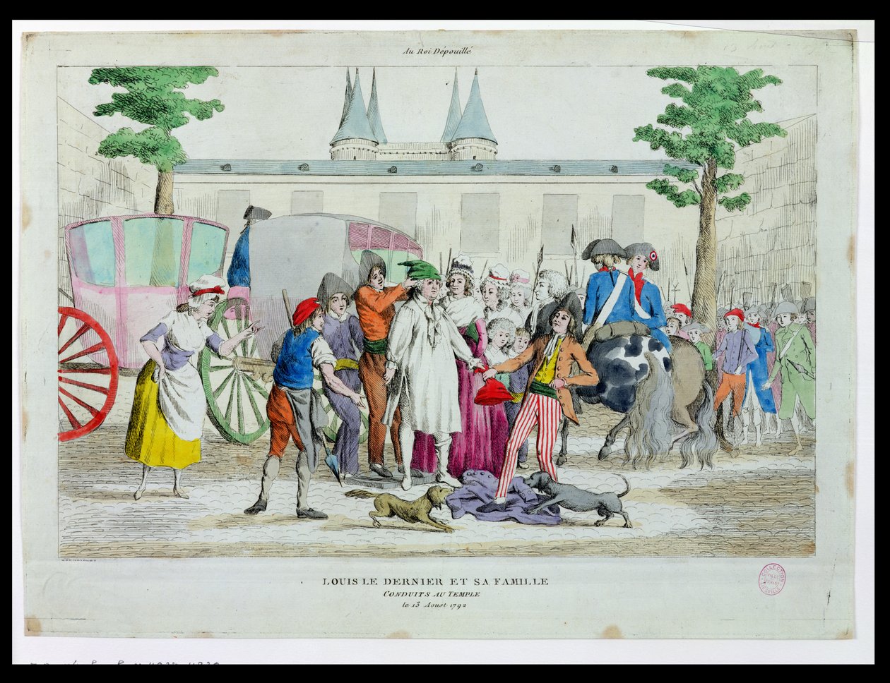 Luis XVI (1754-93) y su familia llevados al Templo, 13 de agosto de 1792 de French School