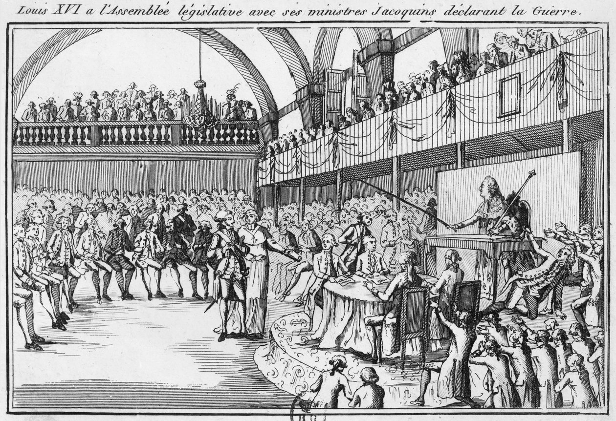 Luis XVI declarando la guerra a Austria el 20 de abril de 1792 de French School