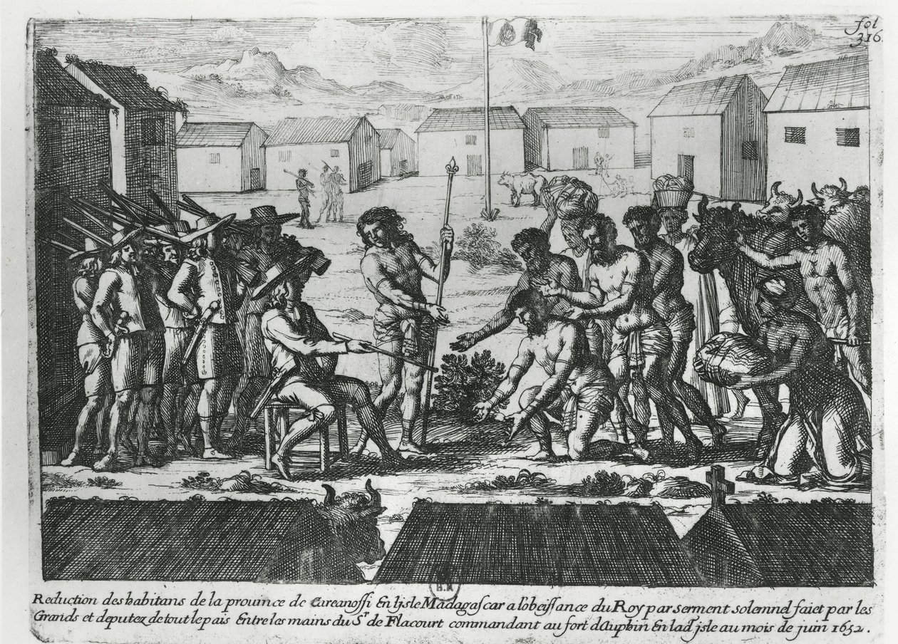 Madagascar sometiéndose a Etienne Flacourt (1607-60) 1652 de French School