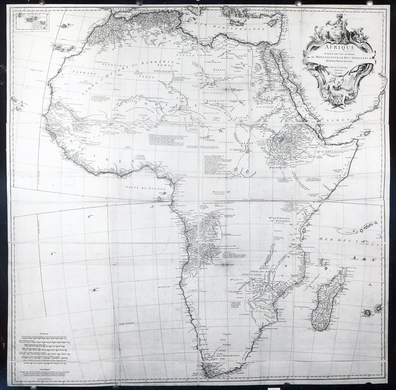 Mapa de África, grabado por Guillaume Delahaye, 1749 de French School