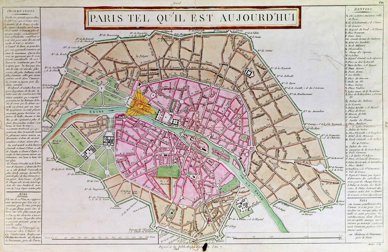 Mapa de París, junio de 1800 de French School
