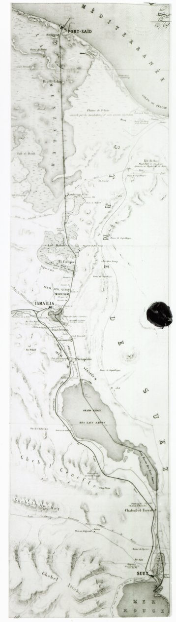 Mapa del Canal de Suez, c.1869 de French School