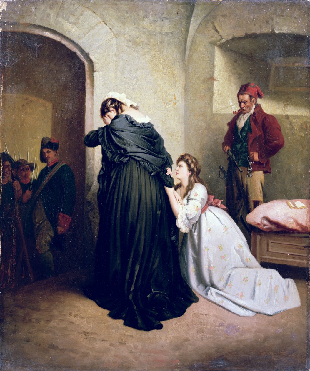María Antonieta partiendo hacia su ejecución (uno de un par) de French School