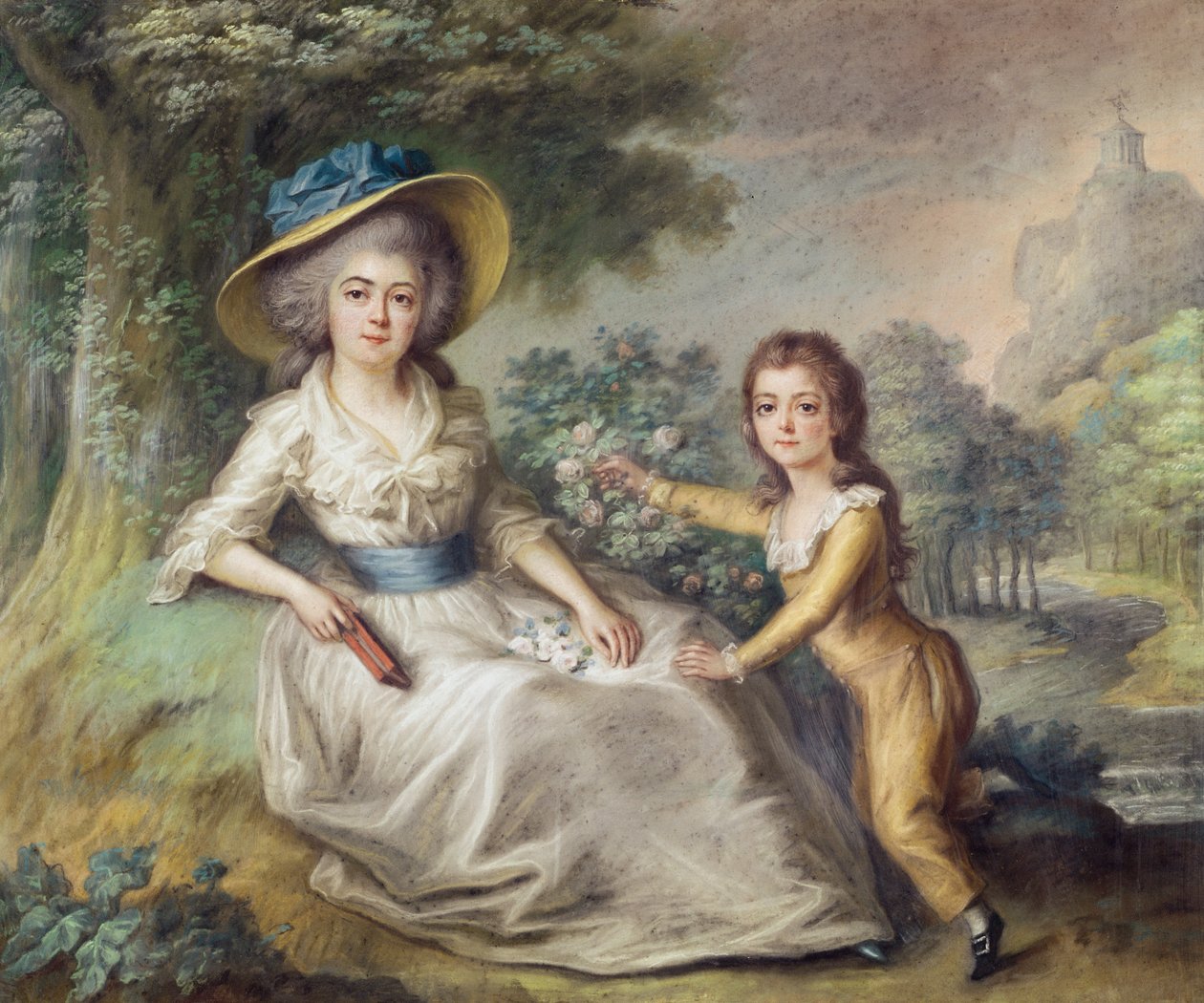 Marie Dupin de Francueil (1748-1821) y su hijo, Maurice de French School