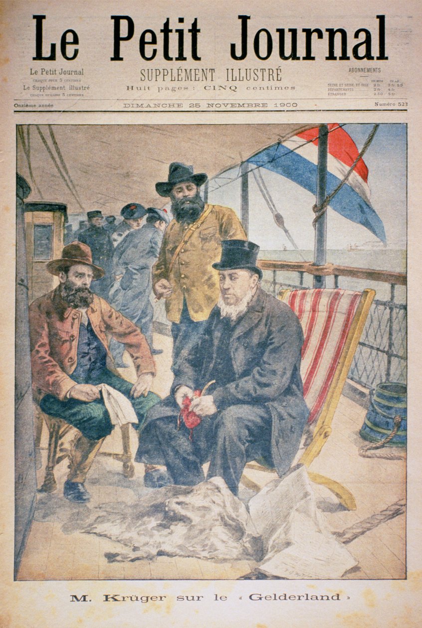 El Sr. Kruger en el Gelderland, portada de Le Petit Journal, 25 de noviembre de 1900 de French School