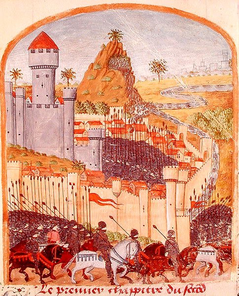 Ms 1335 fol.22 Rendición del Castillo de Celaenae en 333 a.C., de la Vida de Alejandro Magno de French School