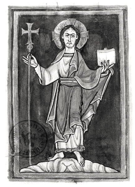 Ms 2657 fol.2v Cristo, de un Bendicional de French School