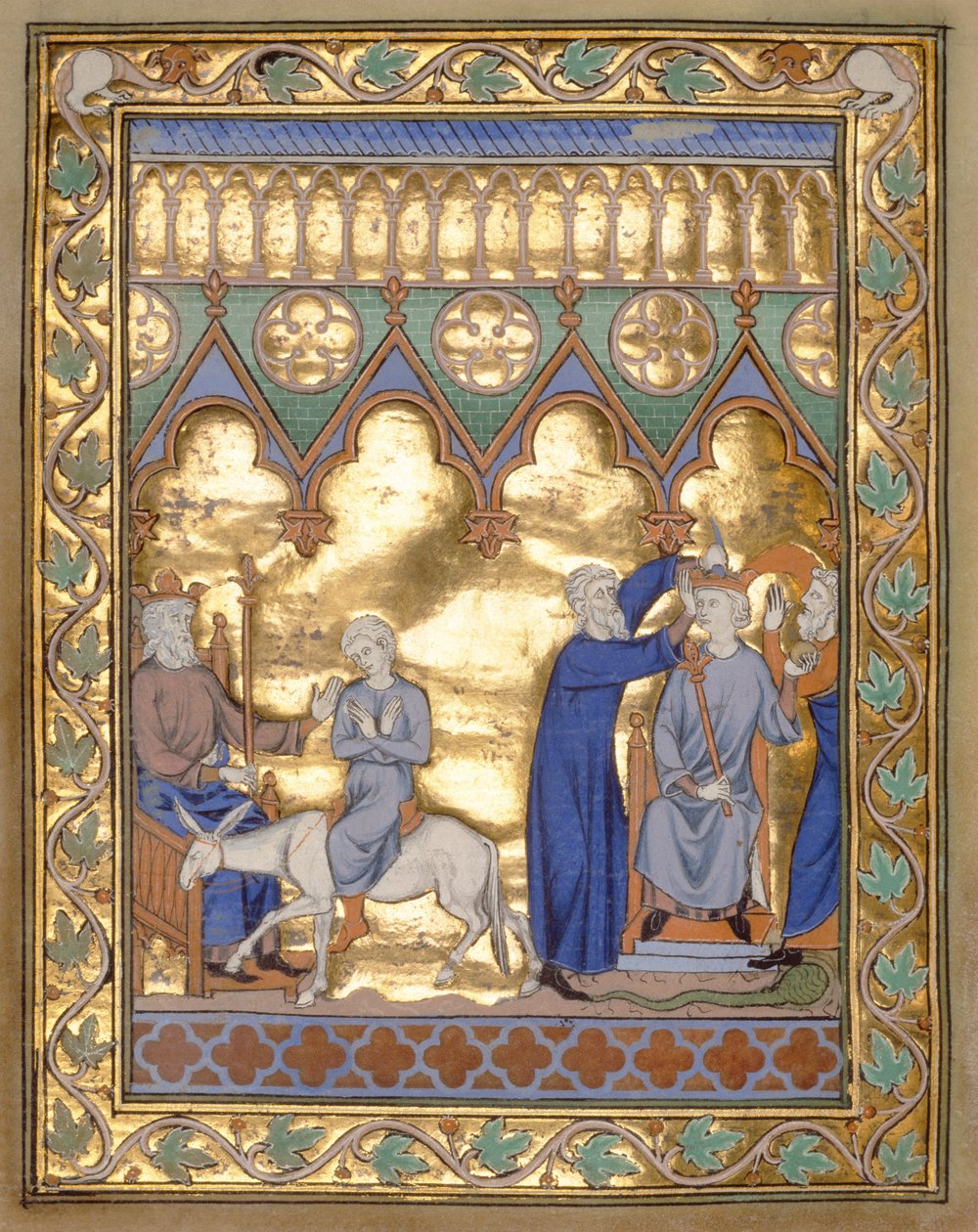 Coronación de Salomón, del Salterio y Horas de Isabel de Francia, París, c.1260 de French School