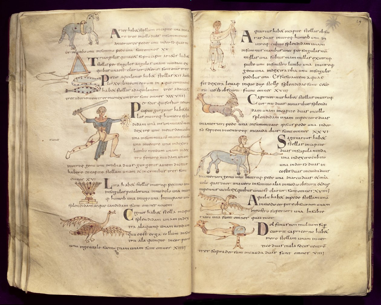 Ms 422 Fol.27v y 29v Camino de la luna a través de las constelaciones, de 