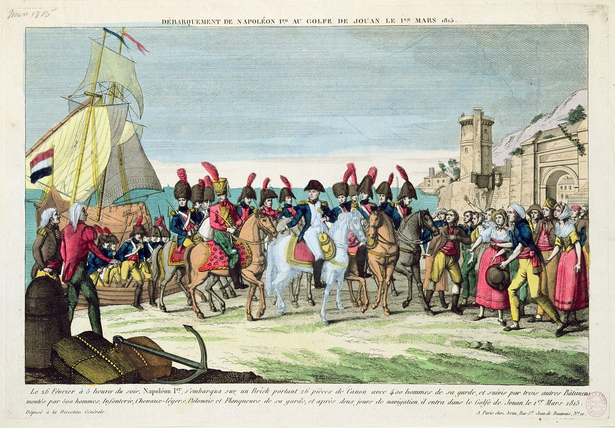 Napoleón (1769-1821) partiendo hacia Golf Juan, 1 de marzo de 1815 de French School