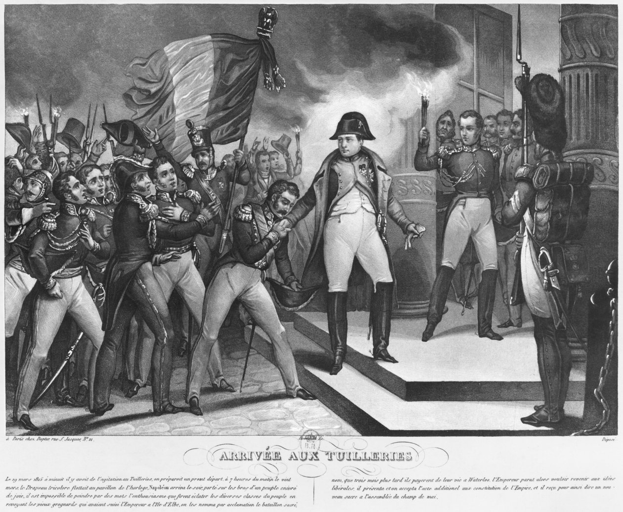 Napoleón I (1769-1821) llegando a las Tullerías el 20 de marzo de 1815, París, grabado por Roemhild de French School