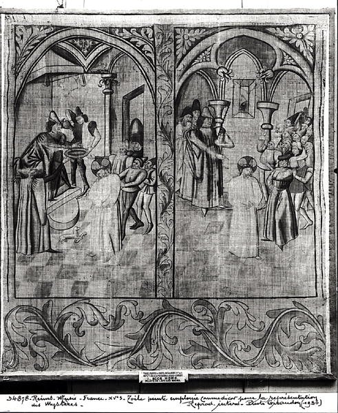 Pilato se lava las manos, Ecce Homo, uno de los cuatro conjuntos para una representación del Misterio de la Pasión, del Hotel-Dieu, Reims de French School