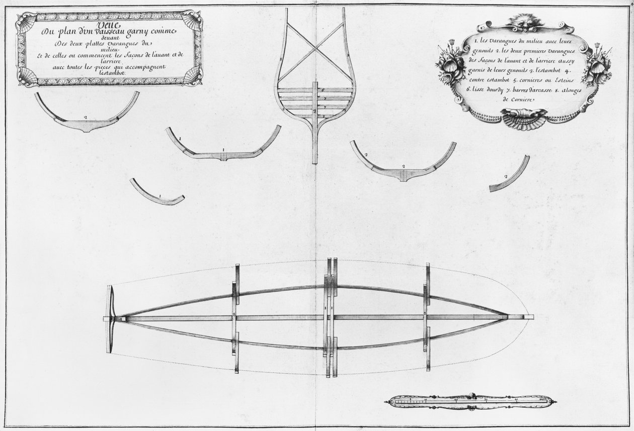 Plano de un Barco con sus Placas de Suelo, ilustración del 