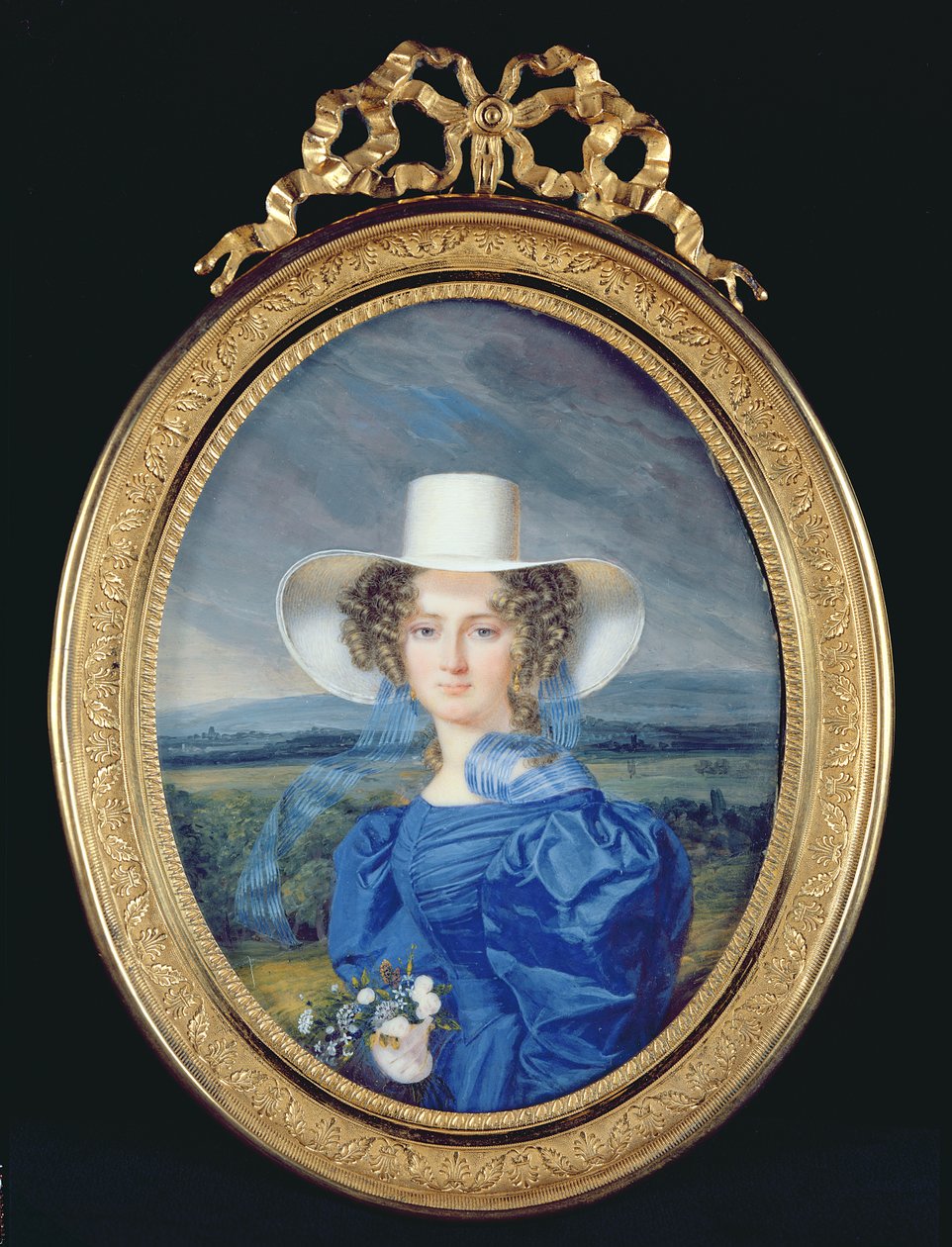 Retrato de una joven en un paisaje de French School
