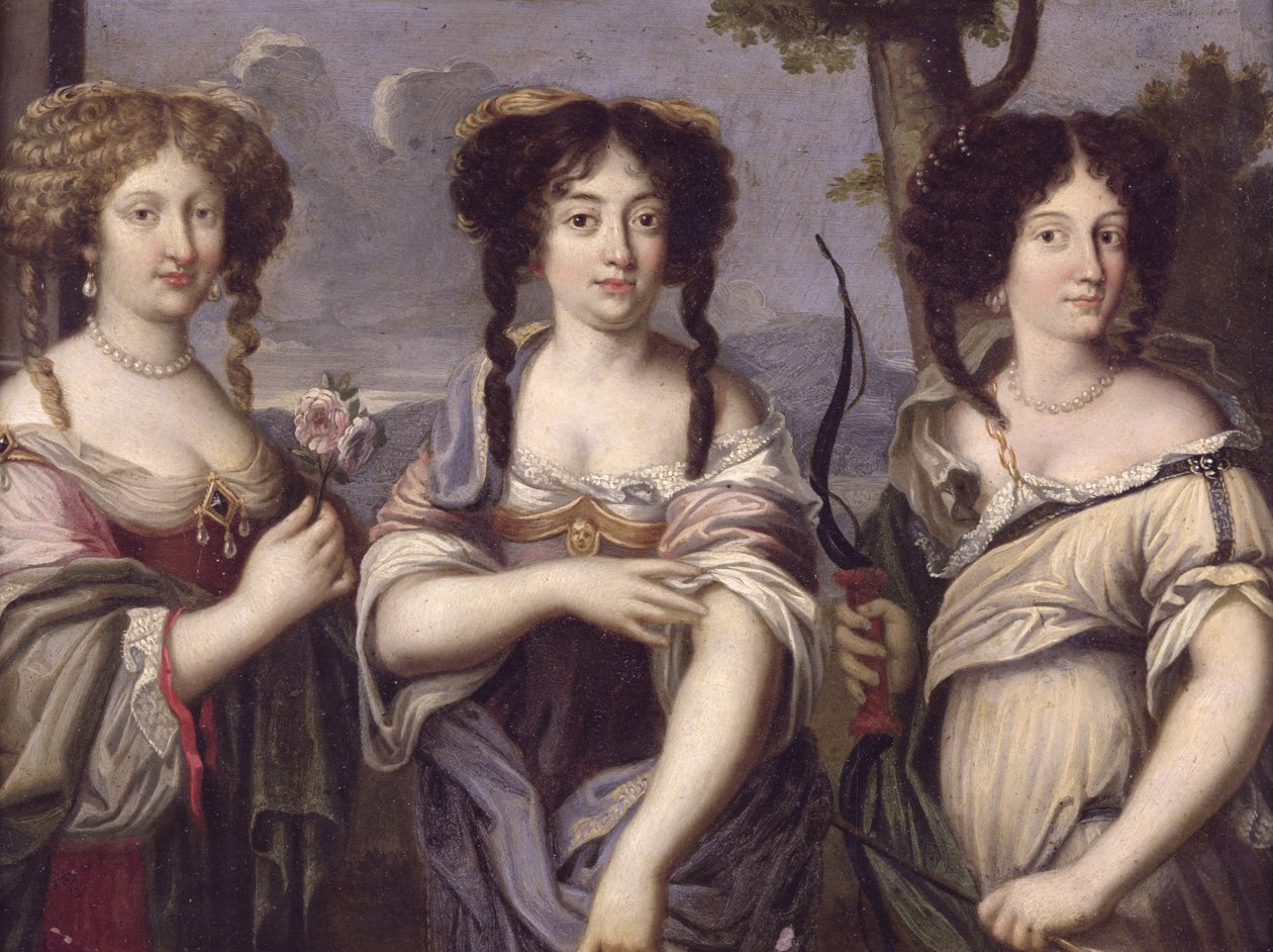 Retrato de tres sobrinas del cardenal Mazarino retratadas como diosas, Venus, Juno y Diana de French School