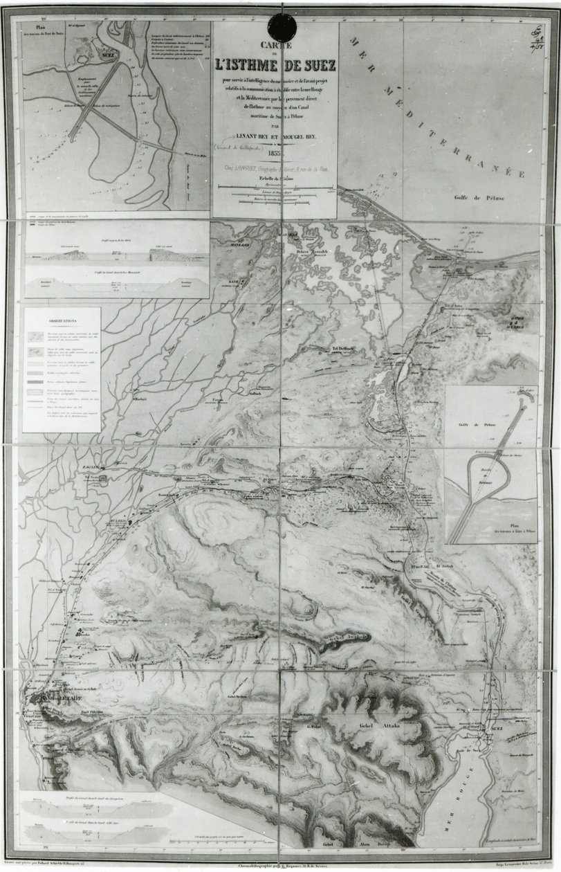 Mapa Preparatorio del Canal de Suez, 1855 de French School
