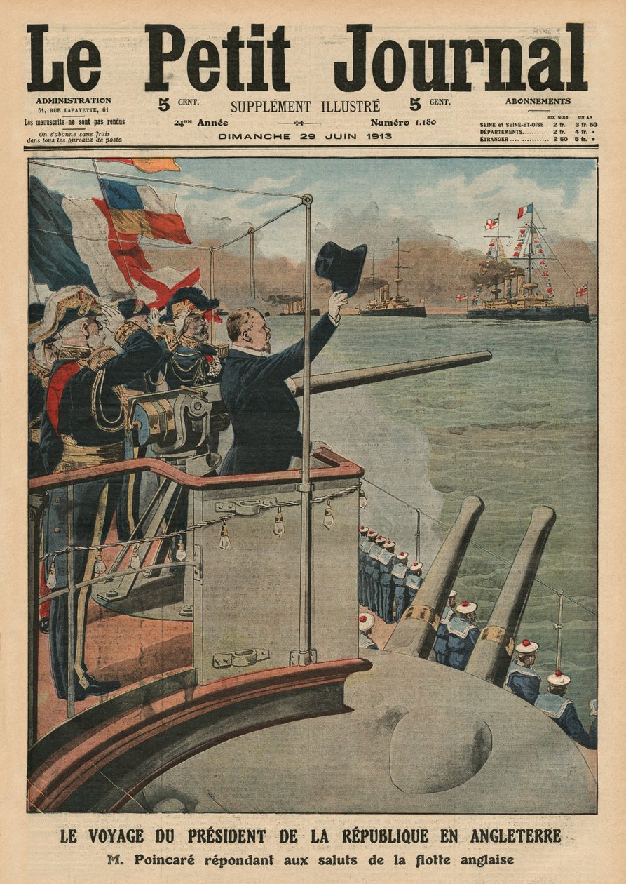Viaje presidencial de Raymond Poincare a Inglaterra, ilustración de portada de 