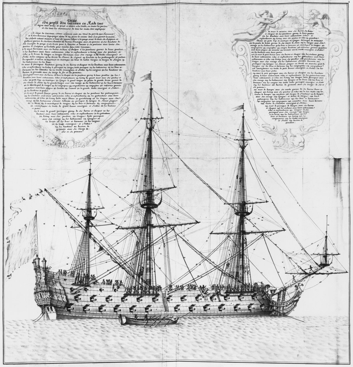 Perfil de un barco en el puerto, ilustración del 