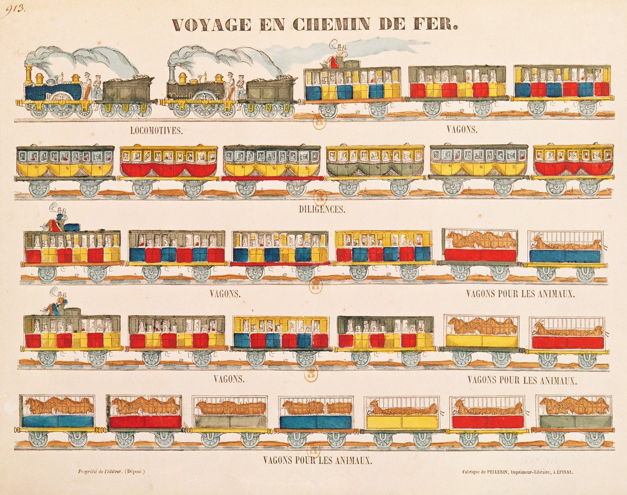 Viaje en tren en 1845 (detalle) de French School