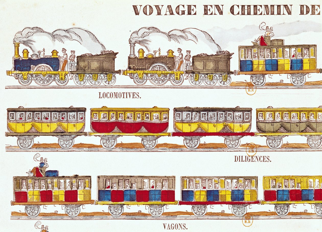 Viaje en tren en 1845 (detalle) de French School