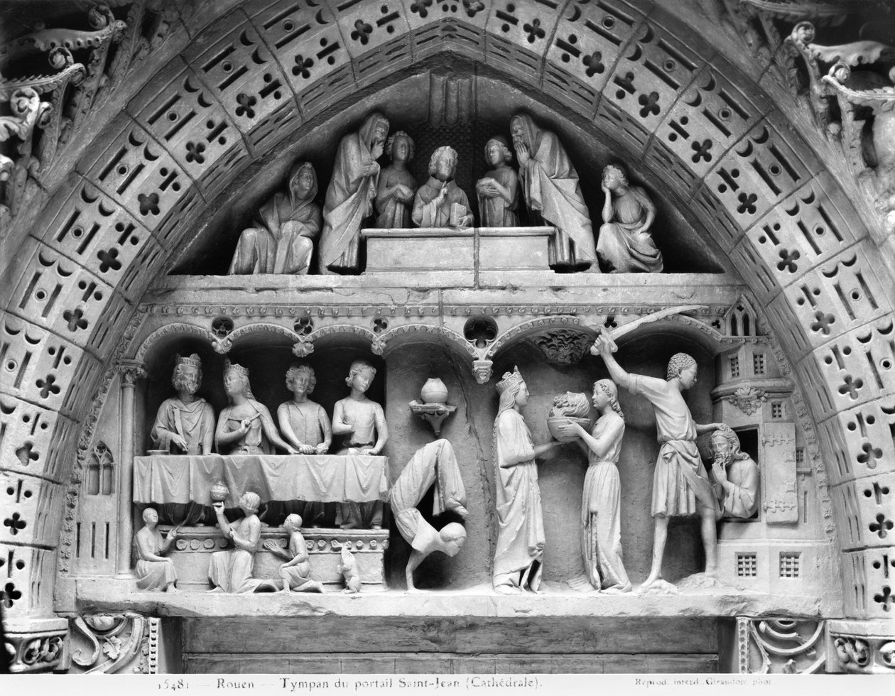 Catedral de Rouen, reproducción del tímpano del portal de la fachada de San Juan Bautista de French School