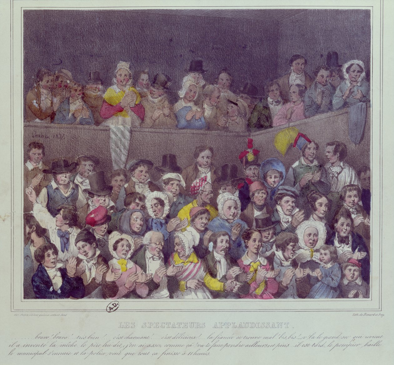 Espectadores aplaudiendo en el teatro, 1837 de French School