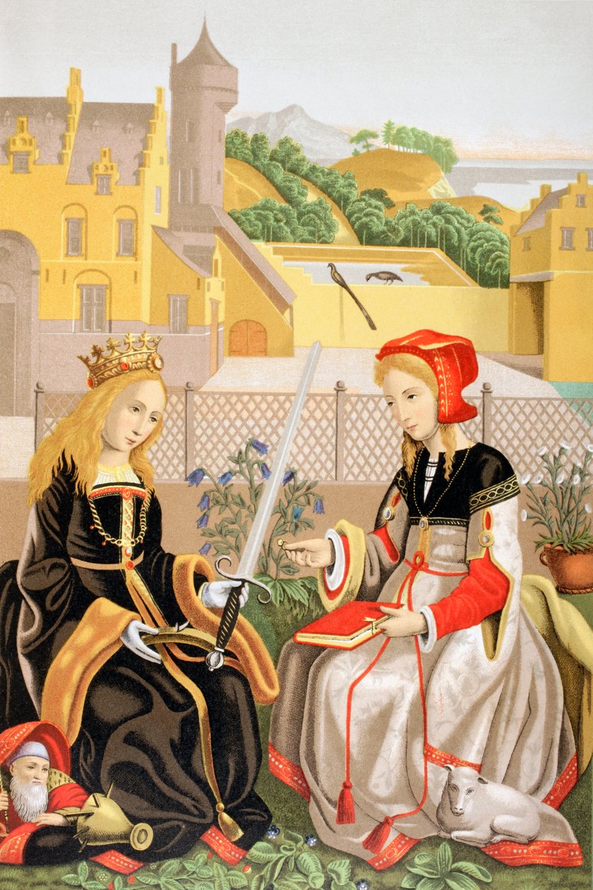 Santa Catalina de Alejandría y Santa Inés de Roma, después de una obra atribuida a Marguerite van Eyck, de 