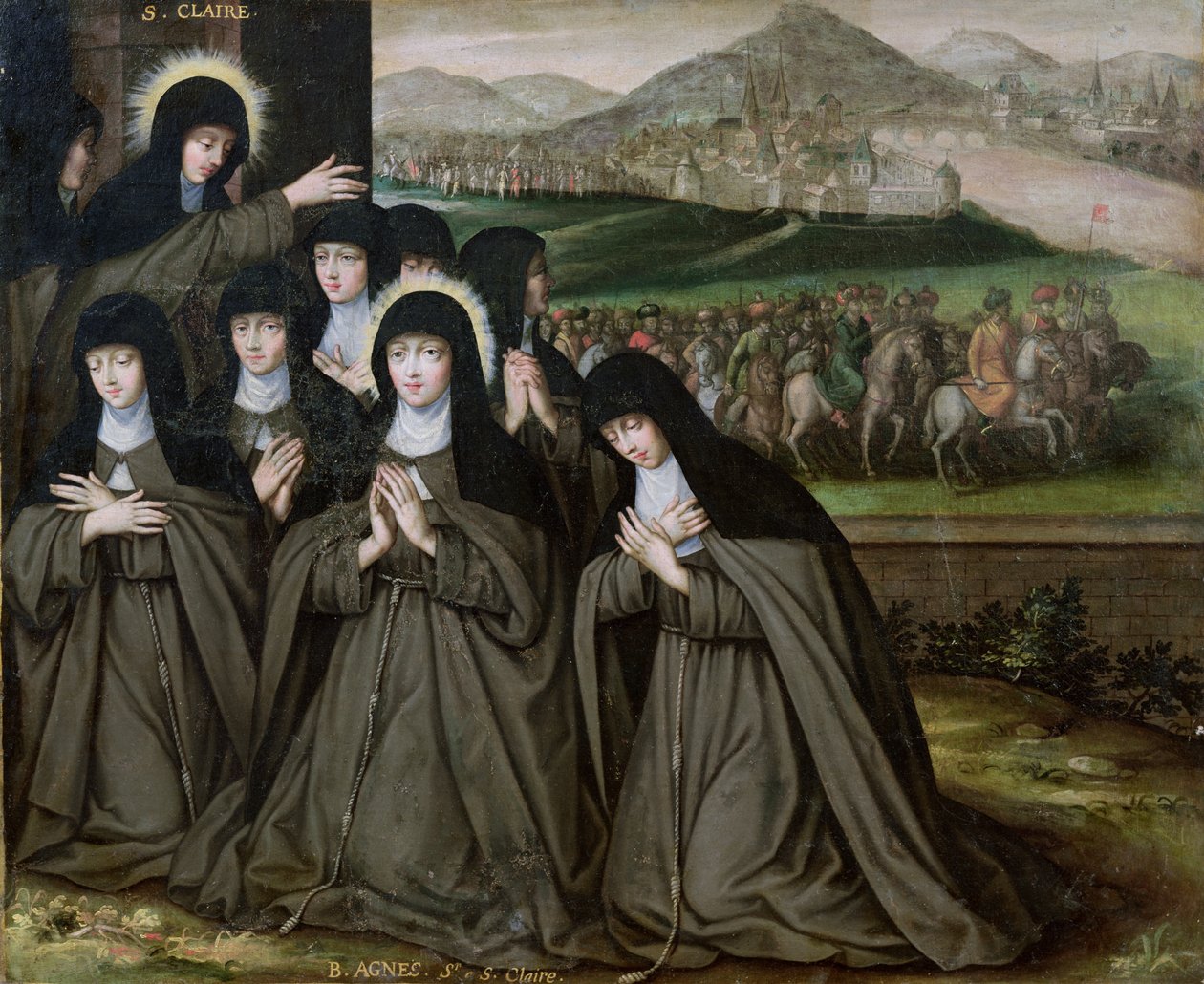 Santa Clara con su Hermana, Inés y Monjas de French School