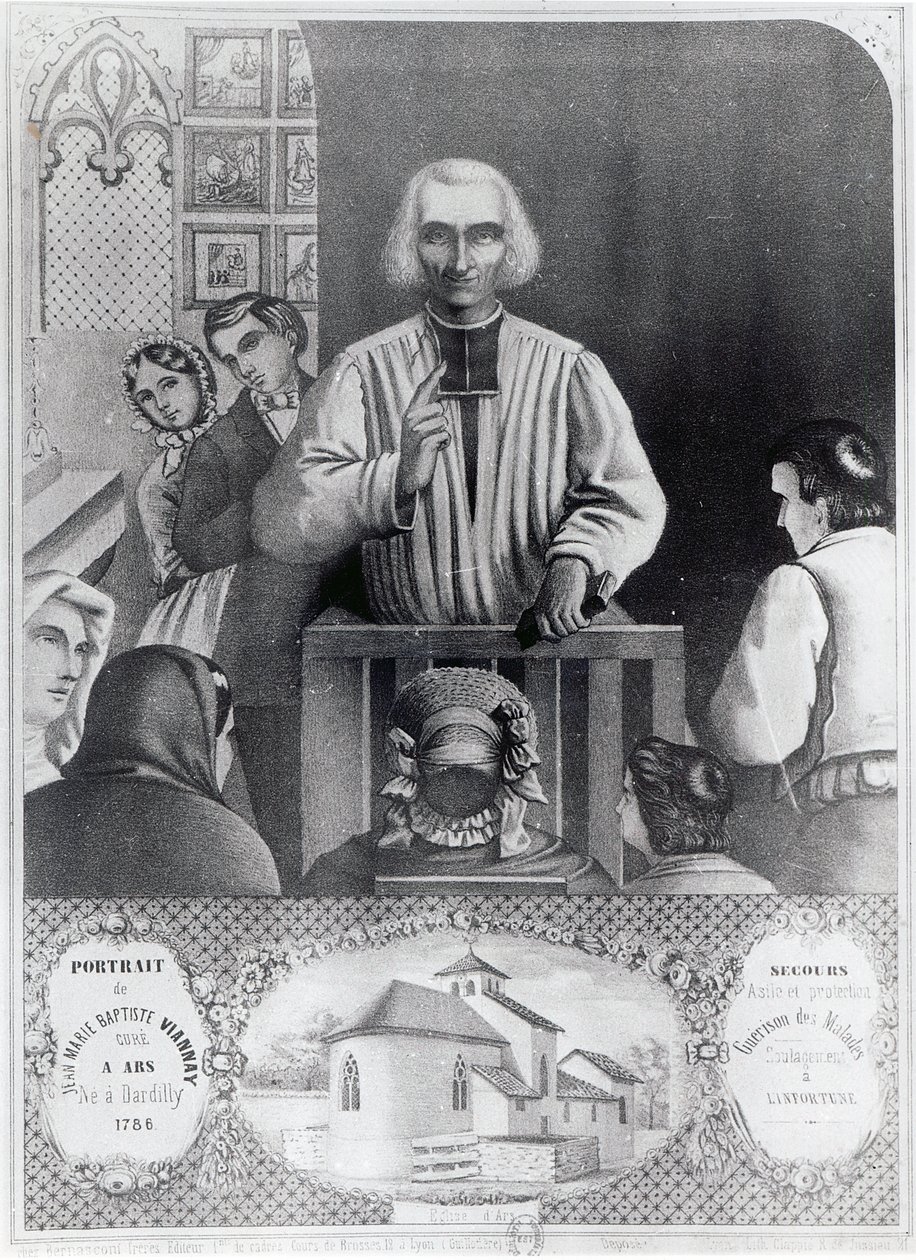 San Juan María Vianney (1786-1859) predicando, siglo XIX de French School