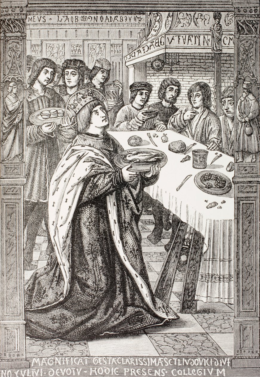 San Luis, sirviendo una comida a los pobres, de 