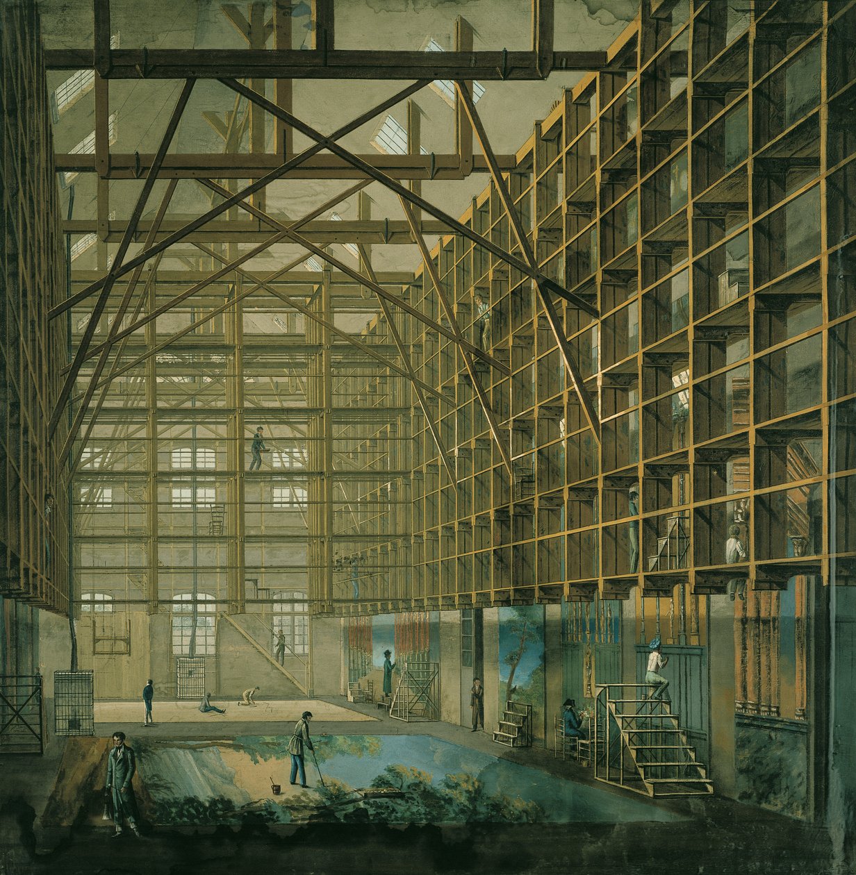 Taller de decorados de la Ópera de París, c.1800-20 de French School
