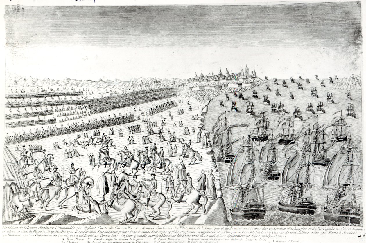 Rendición en Yorktown, 1781 de French School