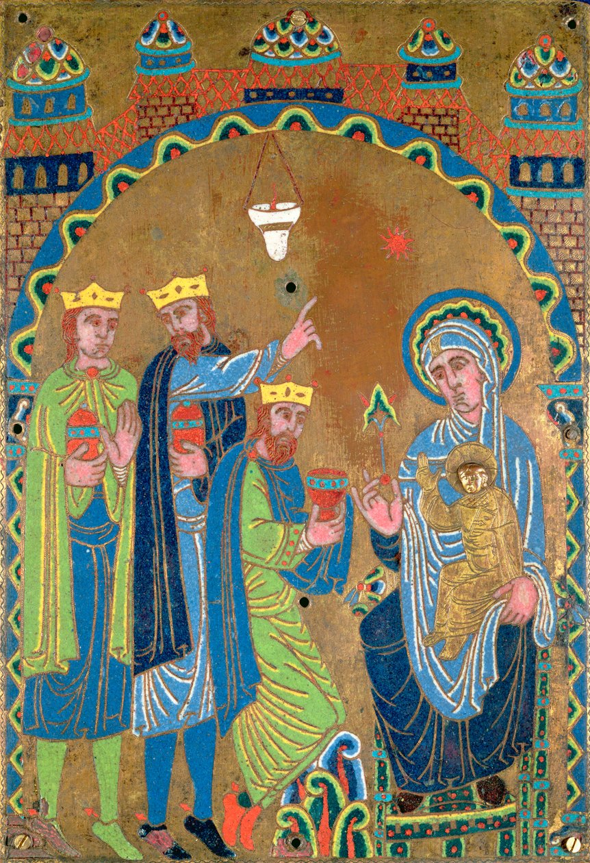 La adoración de los Magos, c.1189 (esmalte champlevé sobre cobre) de French School