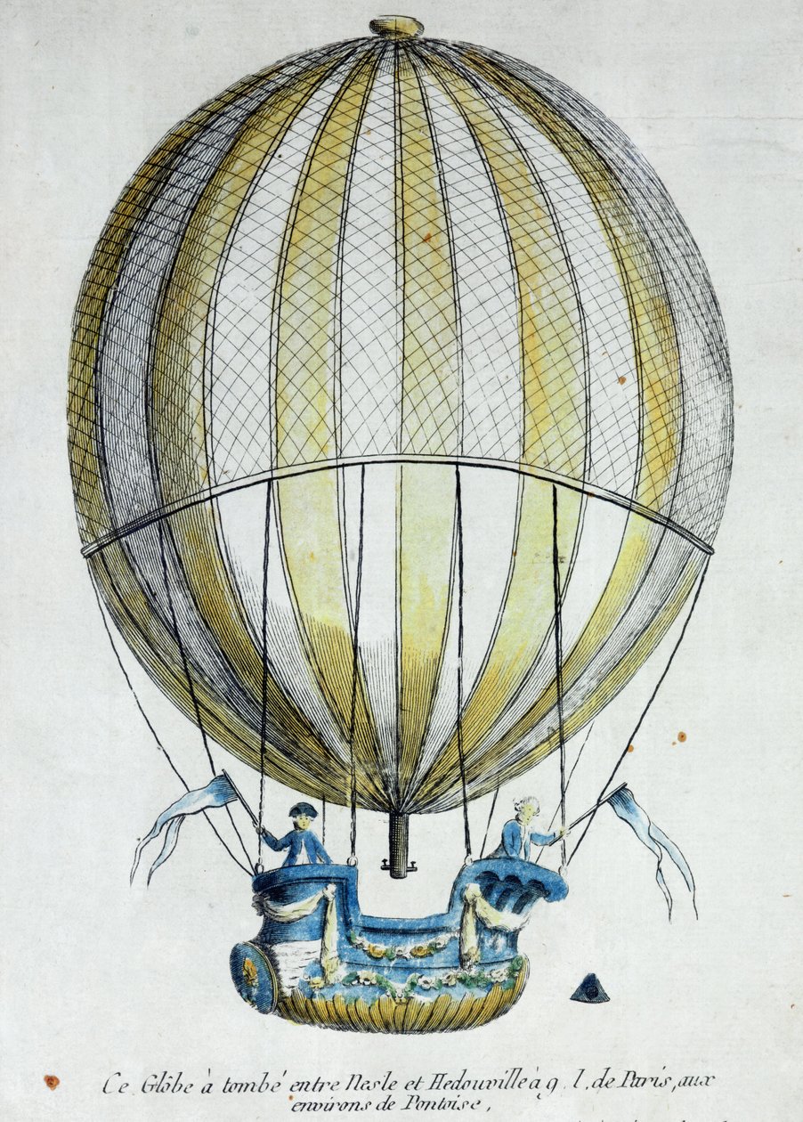 El Globo de Jacques Charles (1746-1823) y Nicholas Robert (1761-1828) usado en su vuelo desde el Jardín de las Tullerías, 1 de diciembre de 1783 de French School