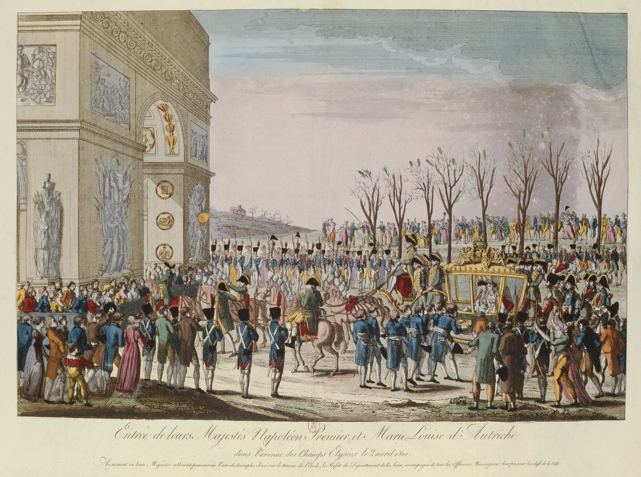 La Entrada del Emperador Napoleón I (1769-1821) y la Emperatriz María Luisa de Austria (1791-1847) en los Campos Elíseos, 2 de abril de 1810 de French School