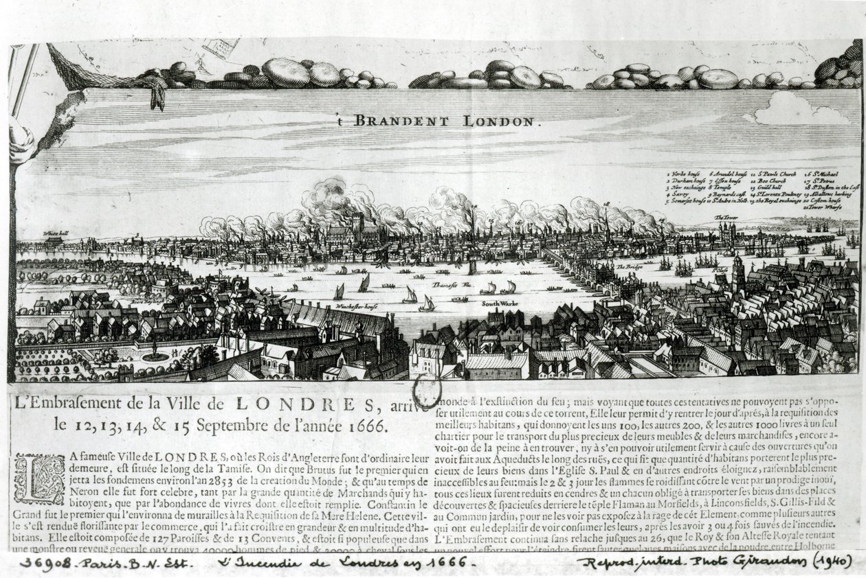 El Gran Incendio de Londres en 1666 de French School