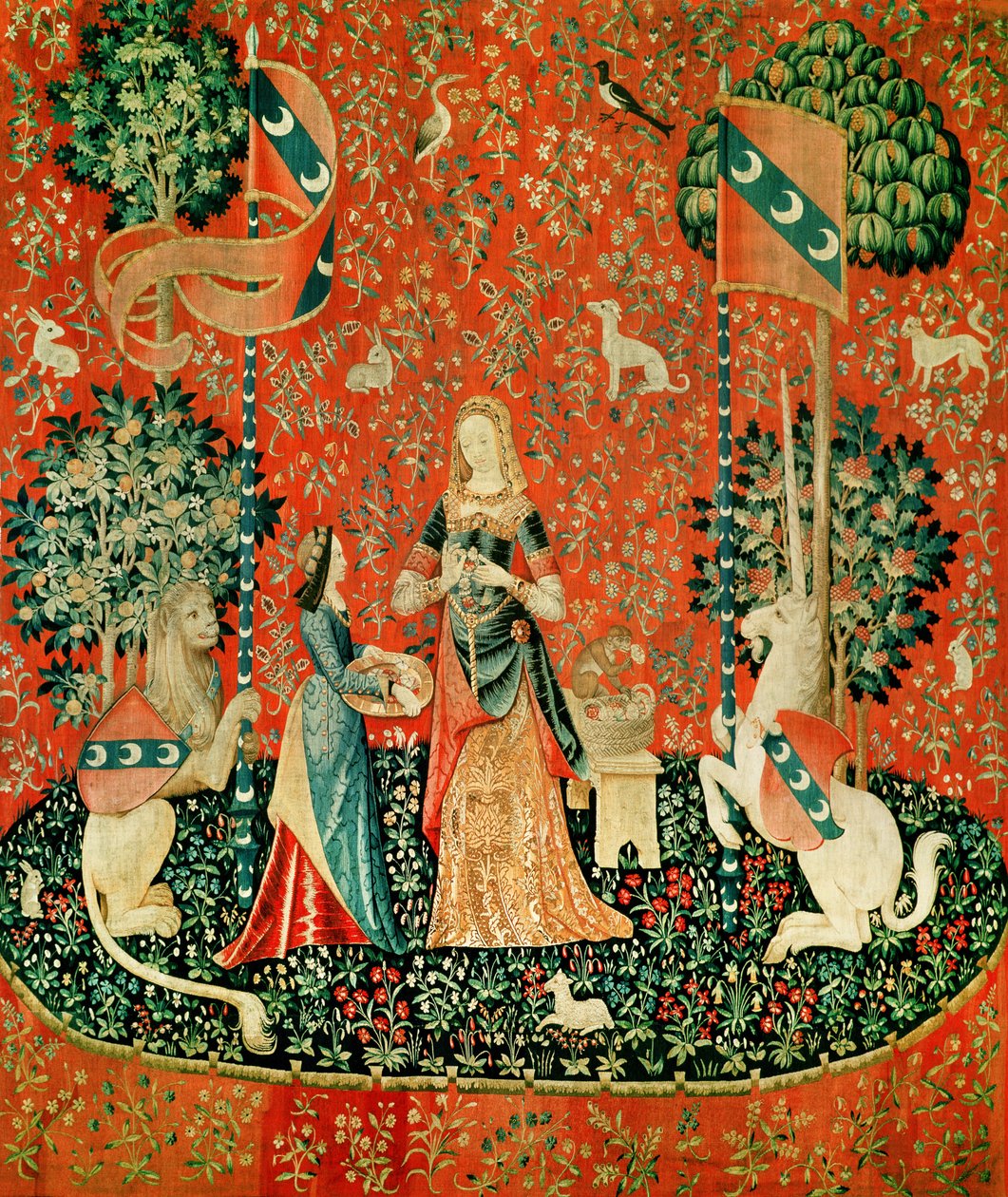 La Dama y el Unicornio: Olfato (tapiz) de French School