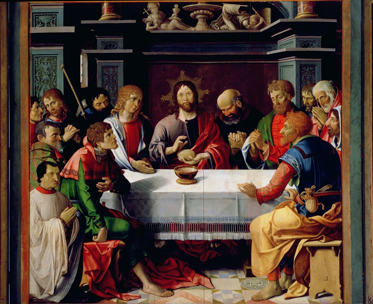 La Última Cena, panel central del Tríptico de la Eucaristía, 1515 de French School