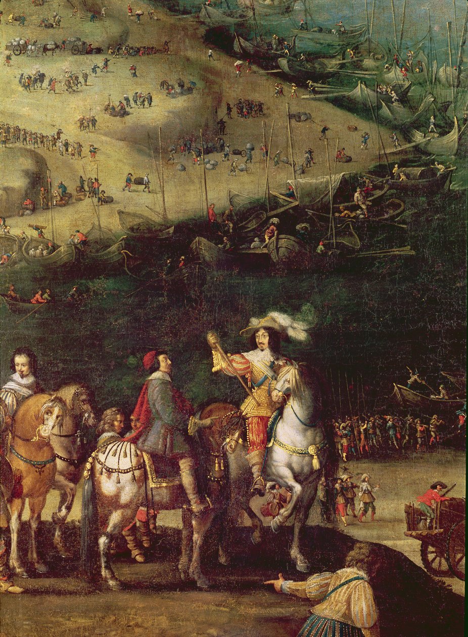 El levantamiento del sitio de la Isla de Ré, 8 de noviembre de 1627 (detalle) de French School