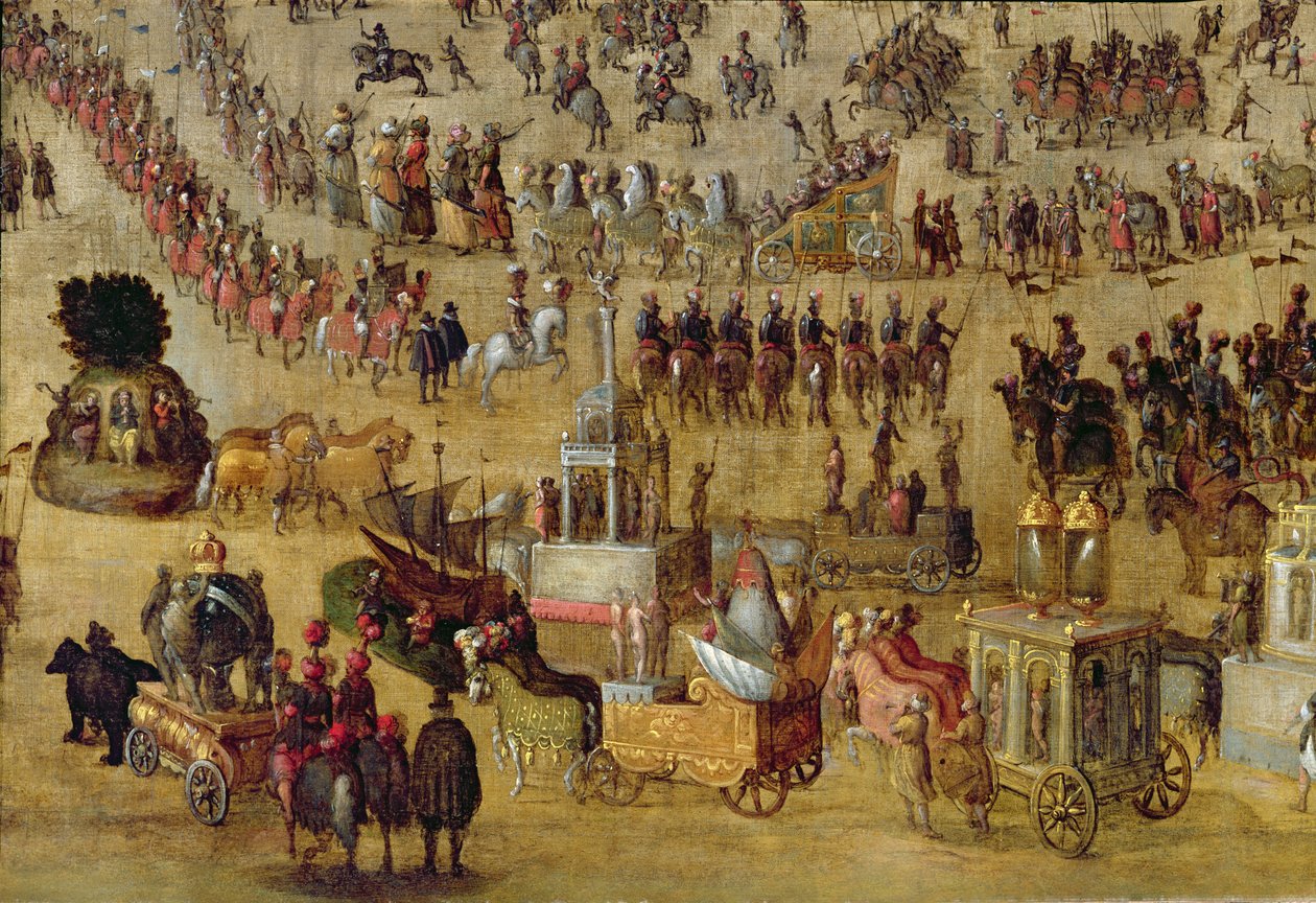 La Place Royale y el Carrusel en 1612 (detalle) de French School