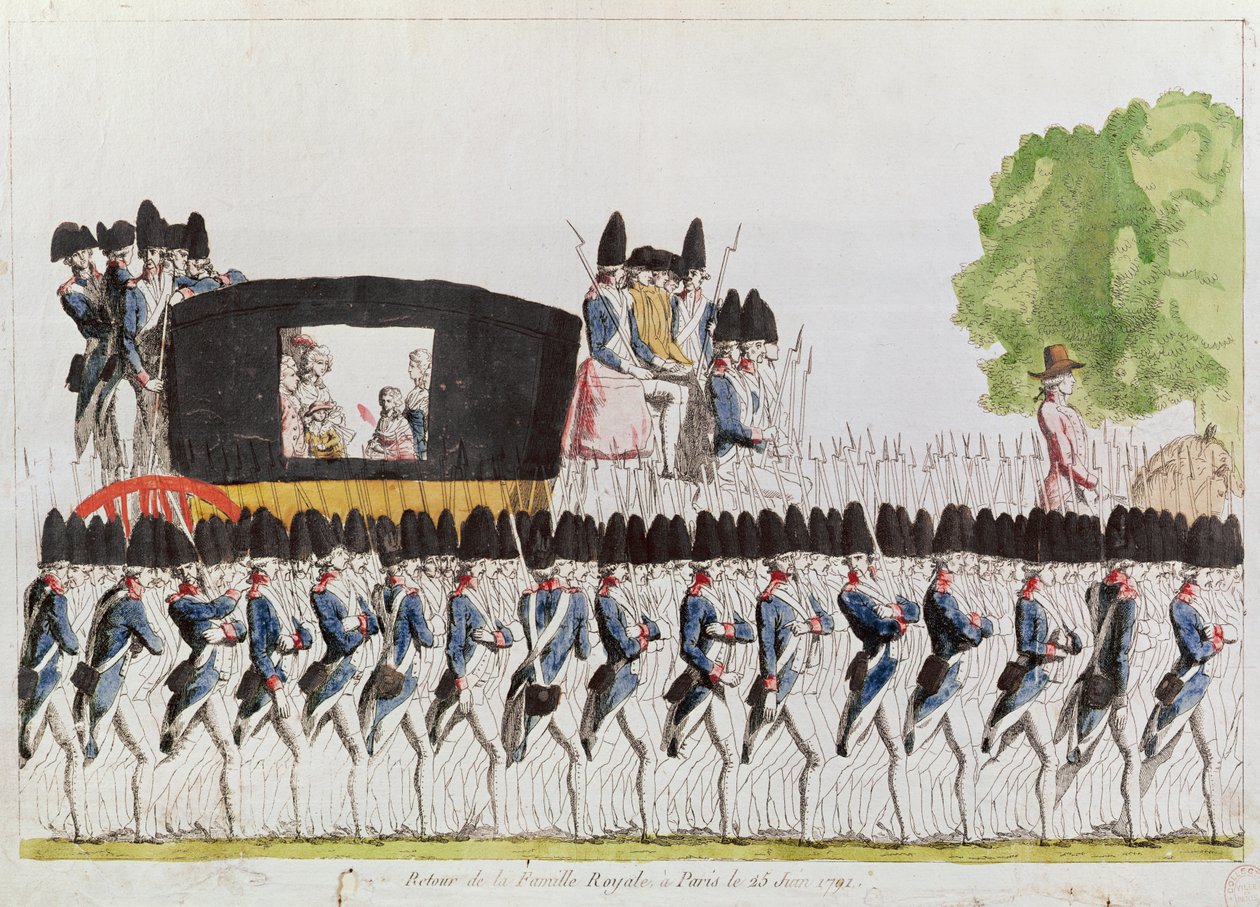El regreso de la familia real a París, 25 de junio de 1791 de French School