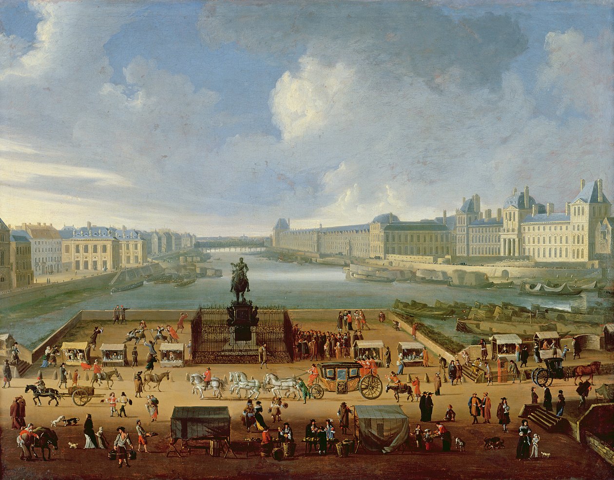 El Sena, el Louvre y el Colegio de las Cuatro Naciones vistos desde el Pont Neuf, c.1665-70 de French School