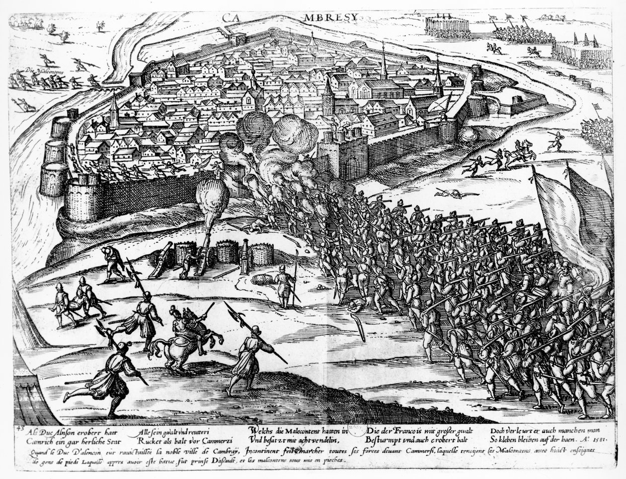 El asedio de Cambrai, septiembre de 1581 de French School